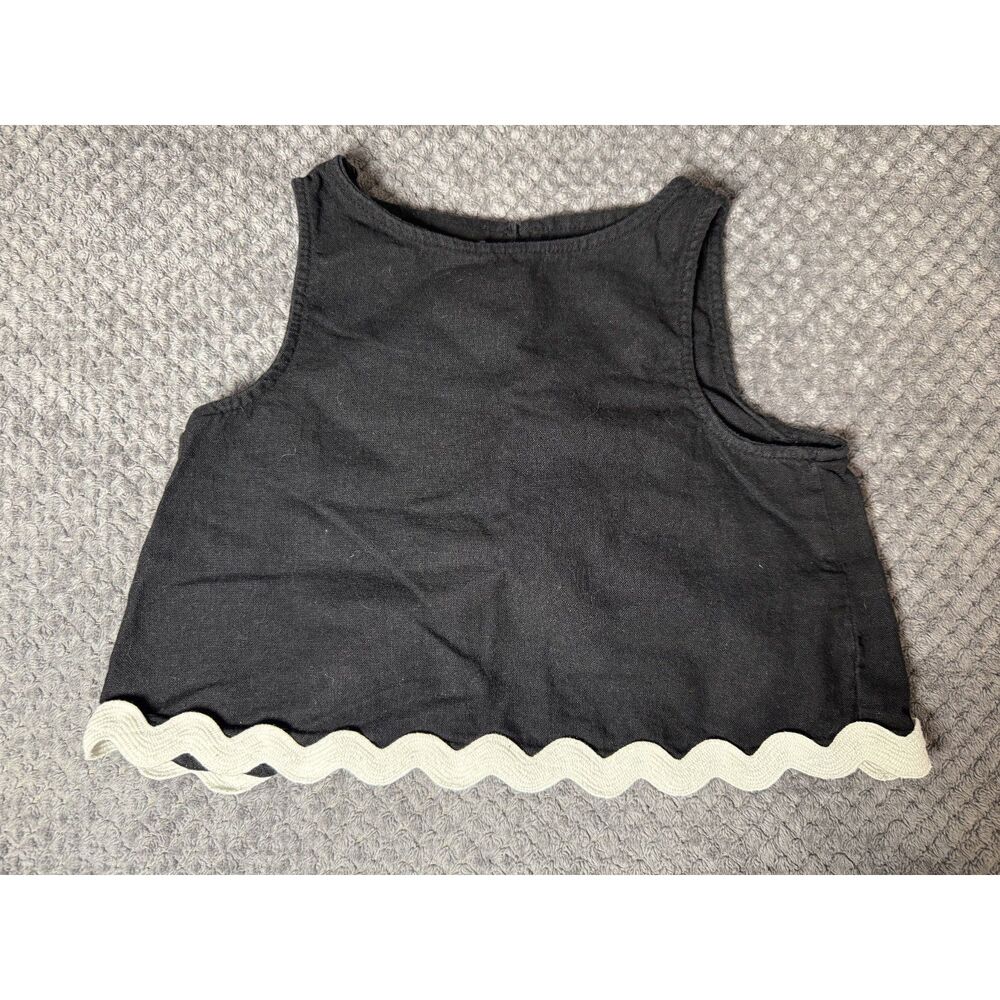 Old Navy Black Ric Rac Girls M Top Classic Timeless Old Money